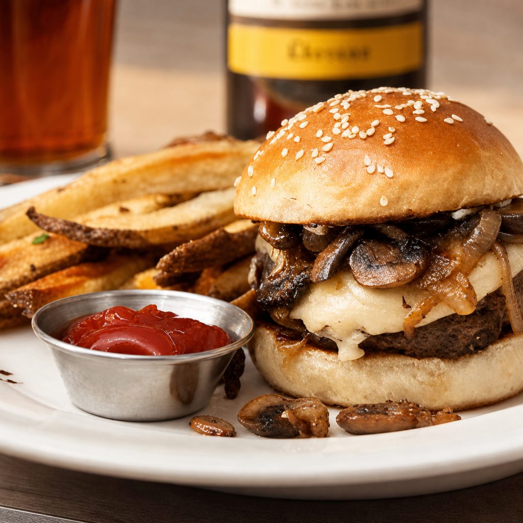 Mushroom Swiss Burger.